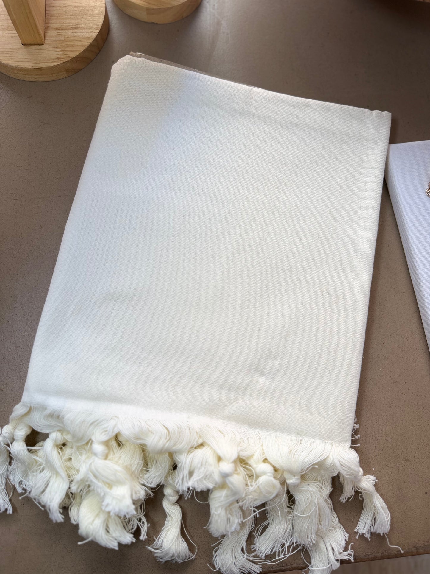 Telo Mare in Cotone con Frange - PANNA