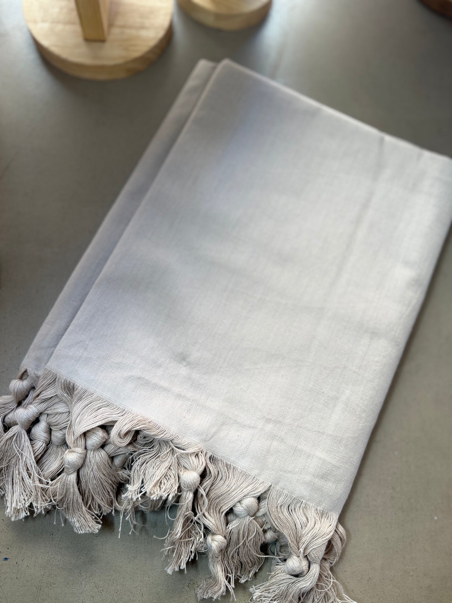 Telo Mare in Cotone con Frange - BEIGE