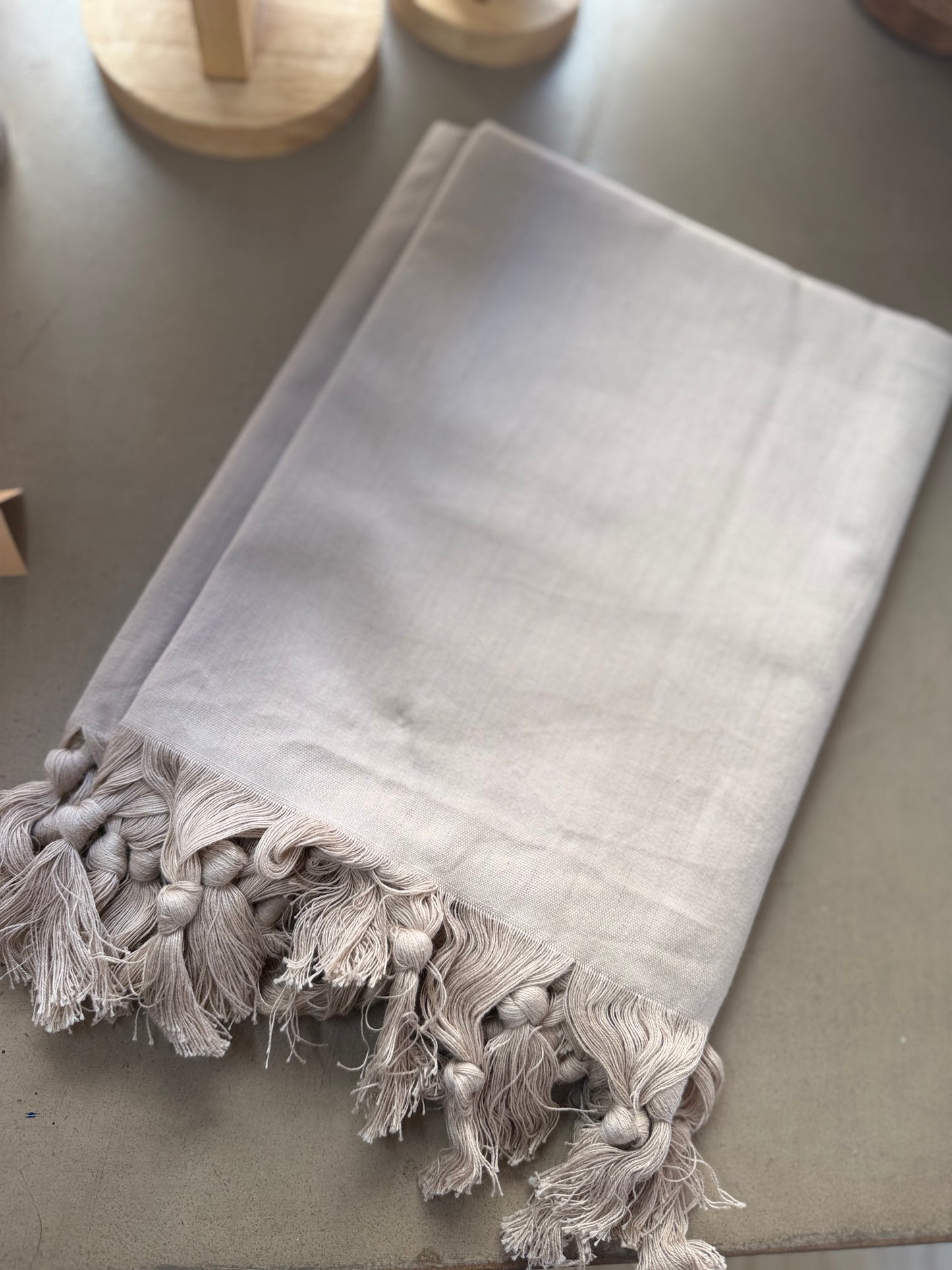 Telo Mare in Cotone con Frange - BEIGE