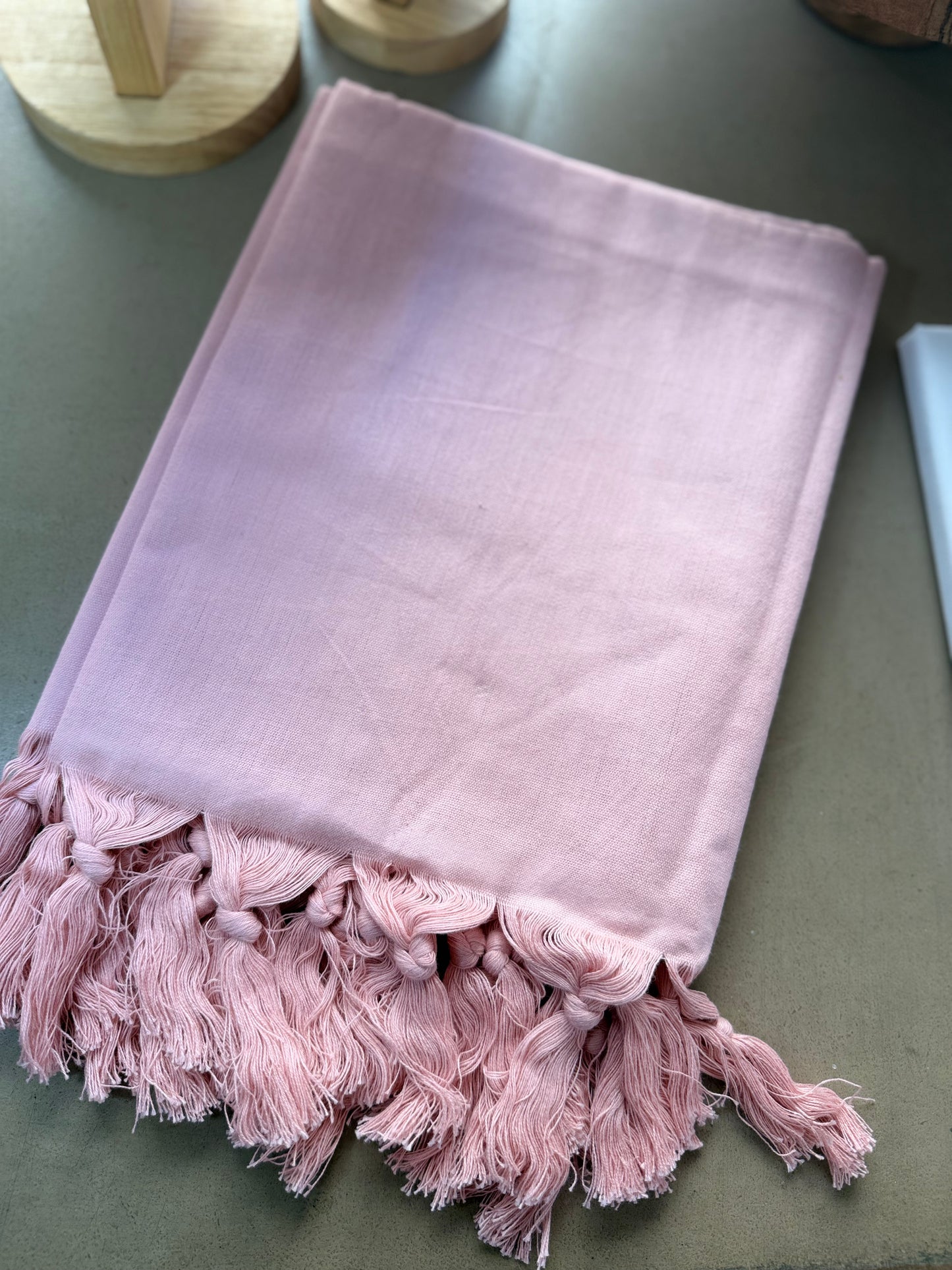Telo Mare in Cotone con Frange - ROSA