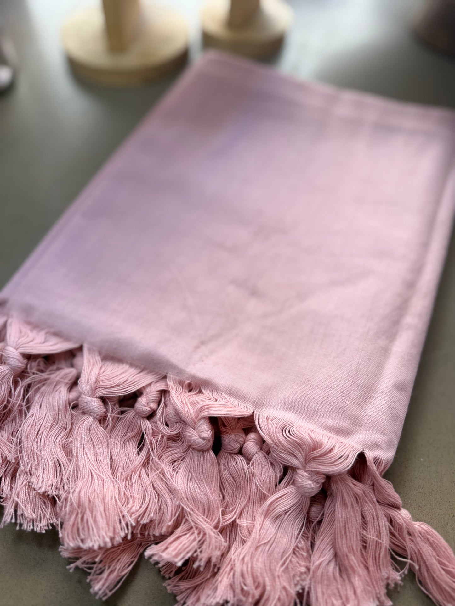 Telo Mare in Cotone con Frange - ROSA