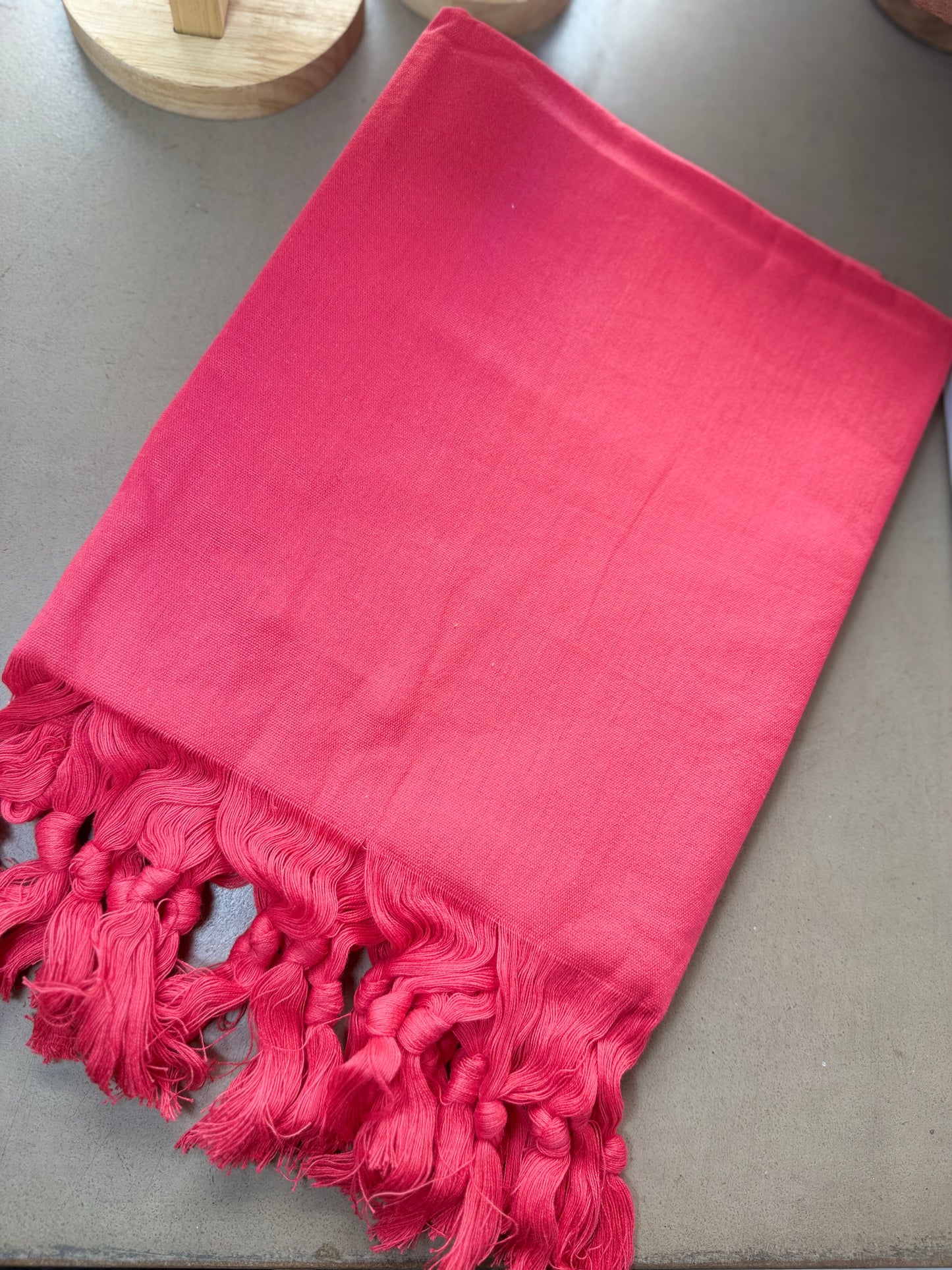 Telo Mare in Cotone con Frange - ROSSO