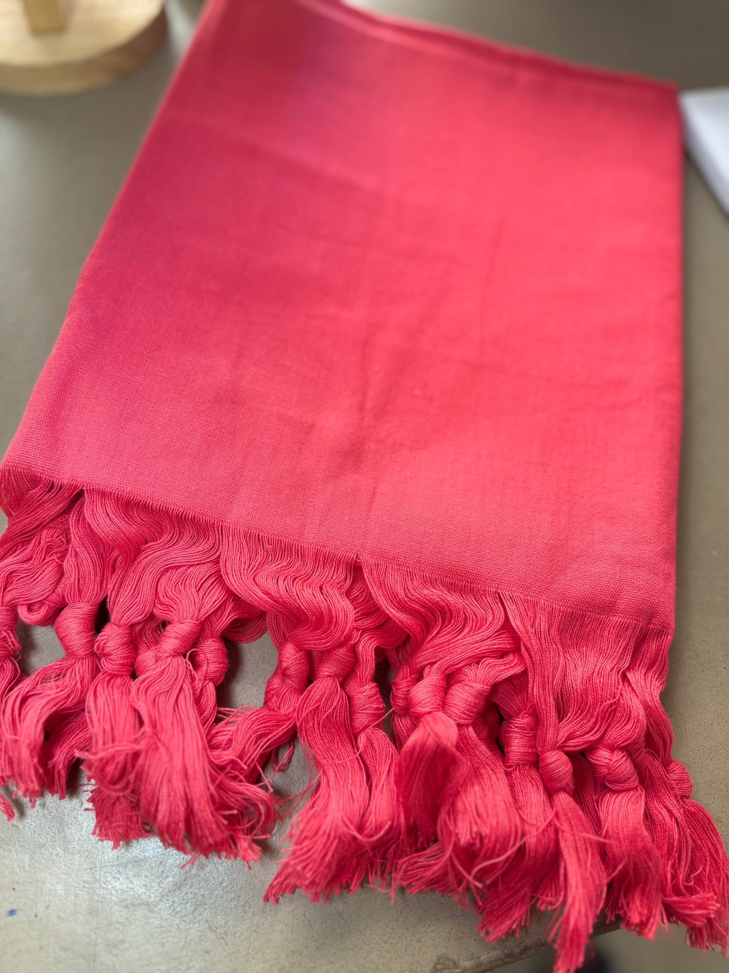 Telo Mare in Cotone con Frange - ROSSO