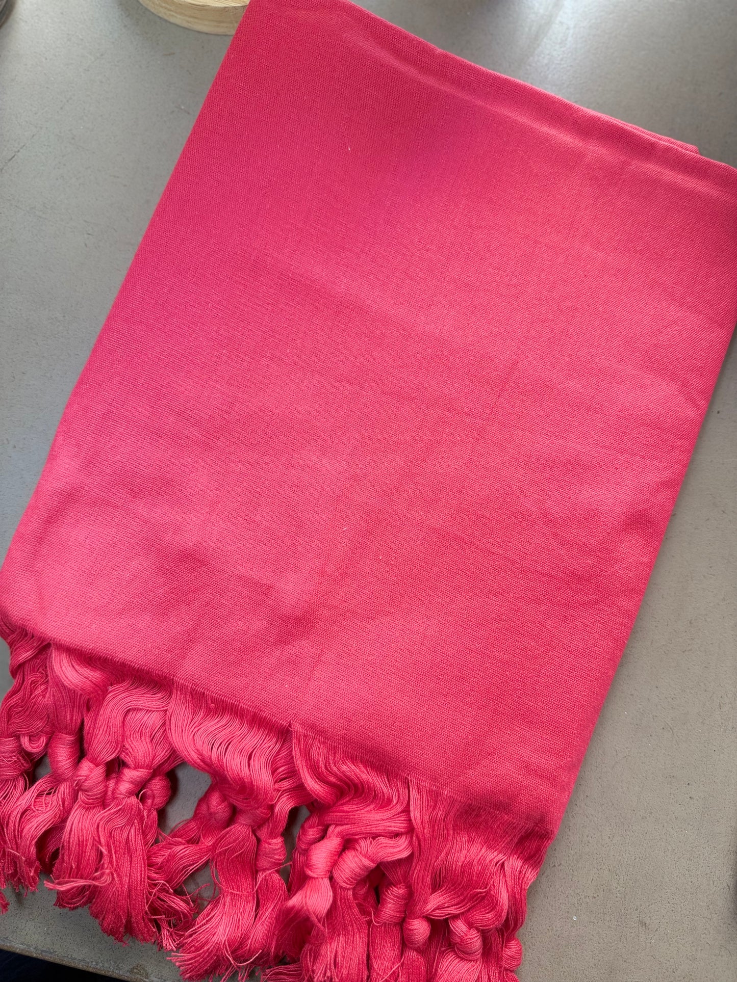 Telo Mare in Cotone con Frange - ROSSO