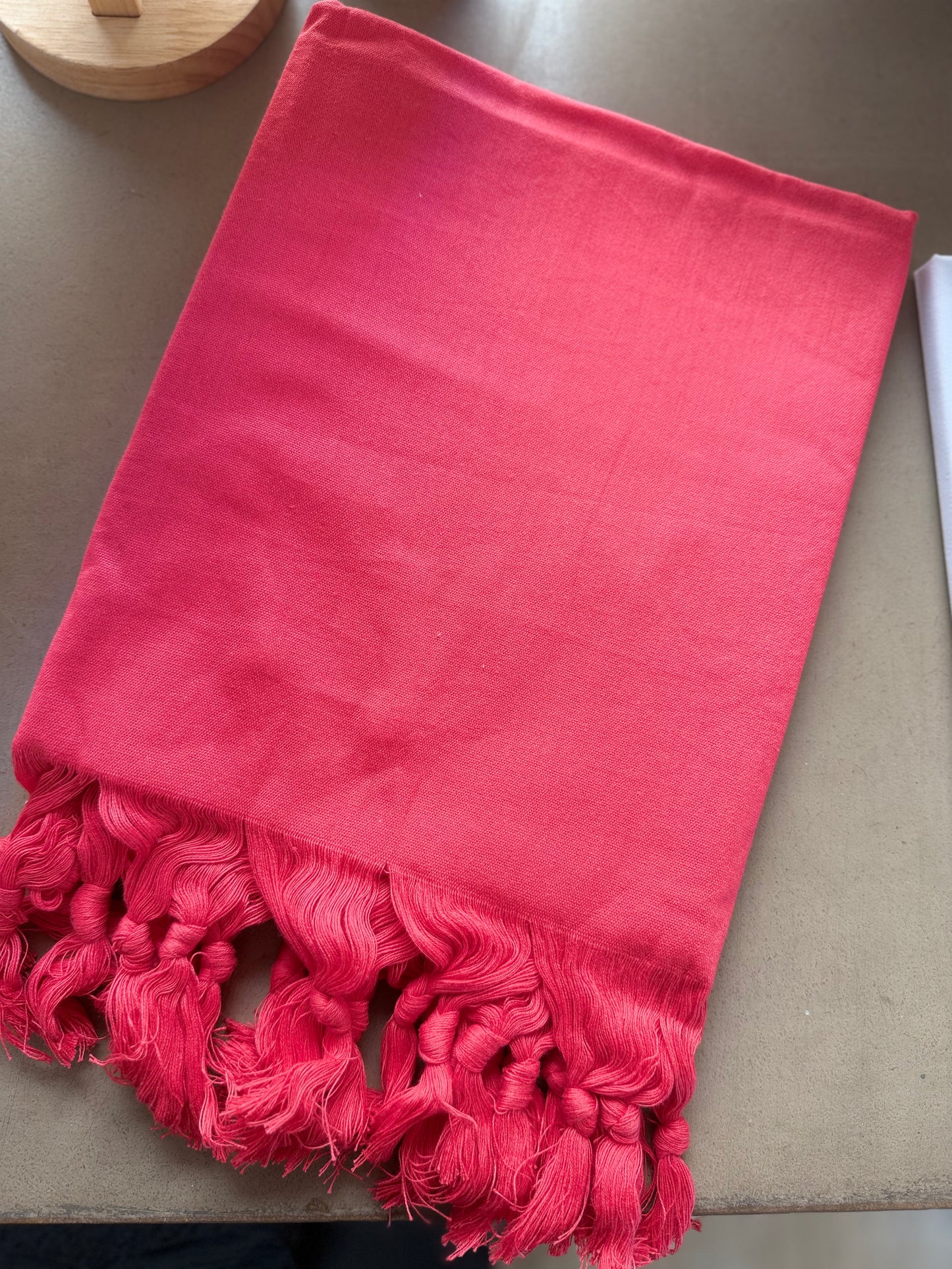 Telo Mare in Cotone con Frange - ROSSO