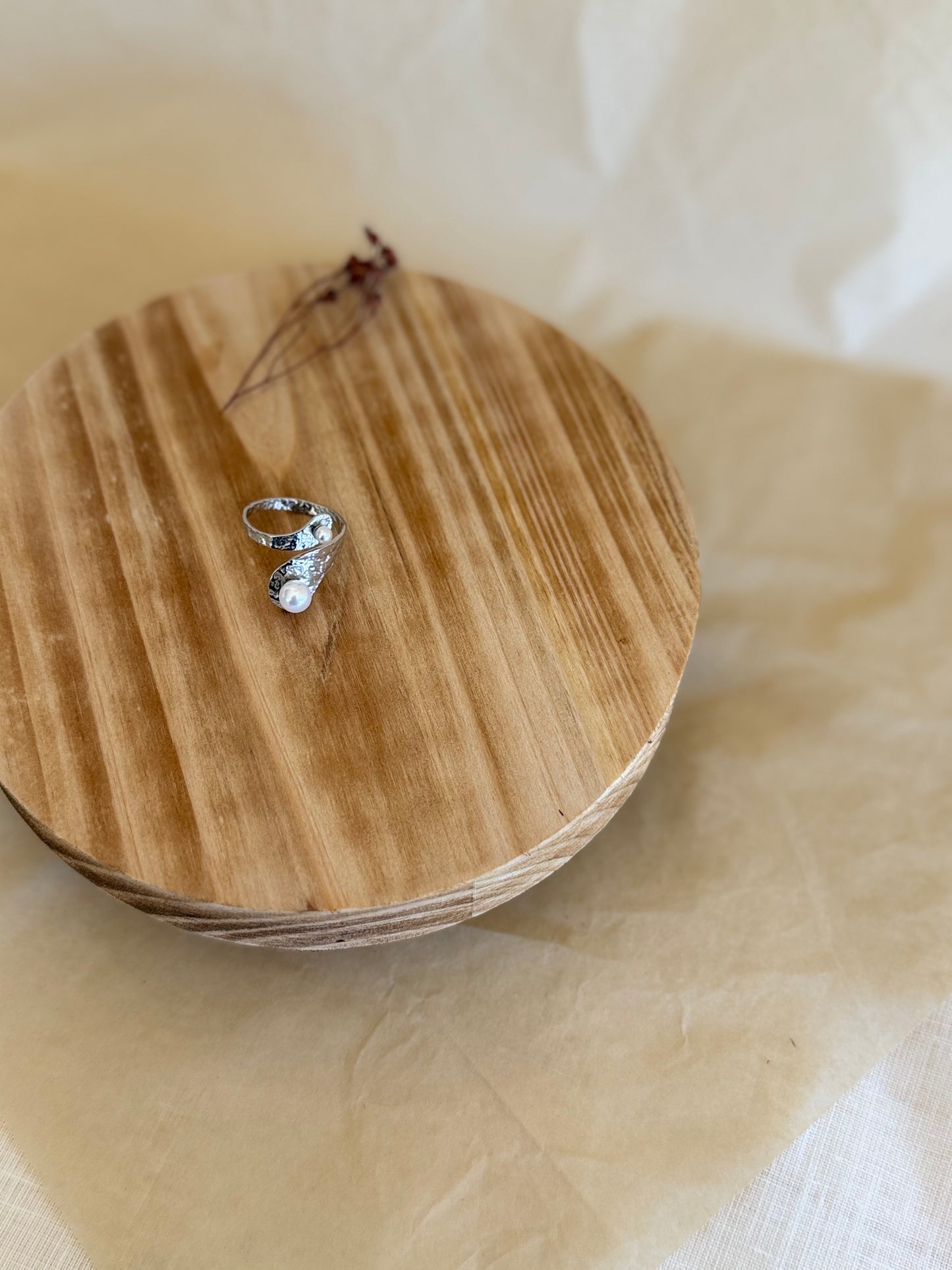 ANELLO ACCIAIO CON PERLE