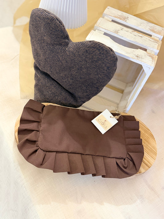 POCHETTE TINTA UNITA MARRONE - Chiusura con cerniera