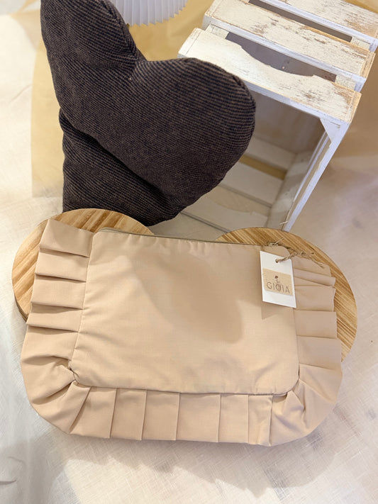 POCHETTE TINTA UNITA BEIGE - Chiusura con cerniera