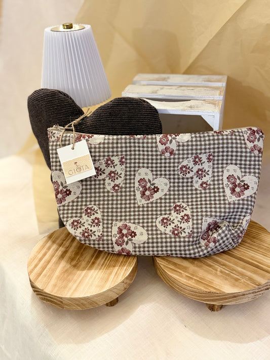 TROUSSE FANTASIA QUADRETTI E CUORI  - Chiusura con cerniera