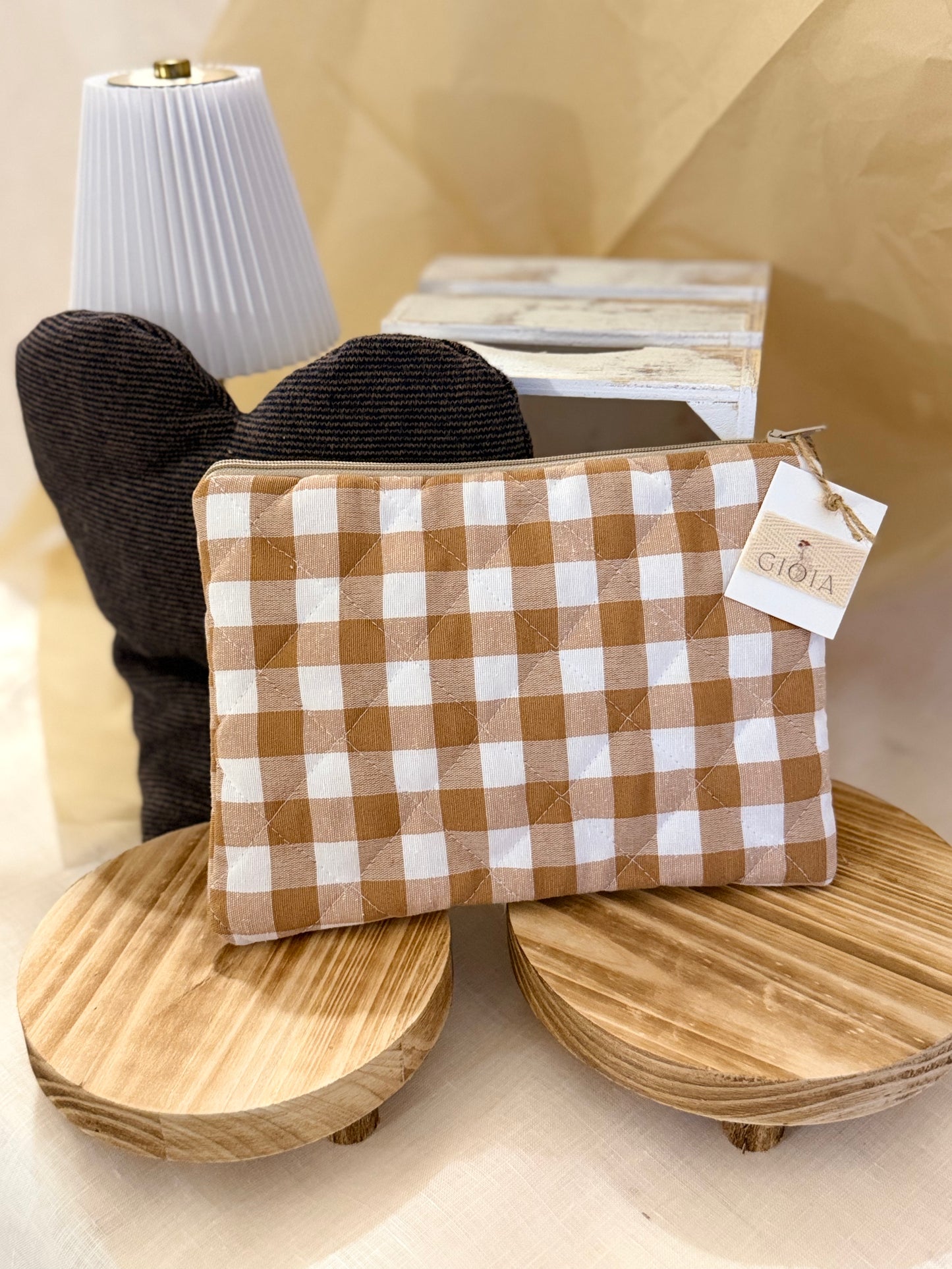 POCHETTE A QUADRI - Chiusura con cerniera